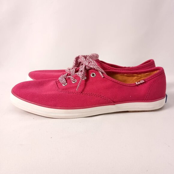 Keds Champion Canvas Sneakers Womens 7 Red Lace Up Casual Shoes - Picture 6 of 10